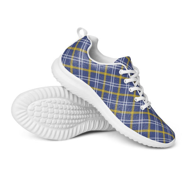 HA!LO Blue Gold Plaid — Men's Canvas Athletic Sneaker