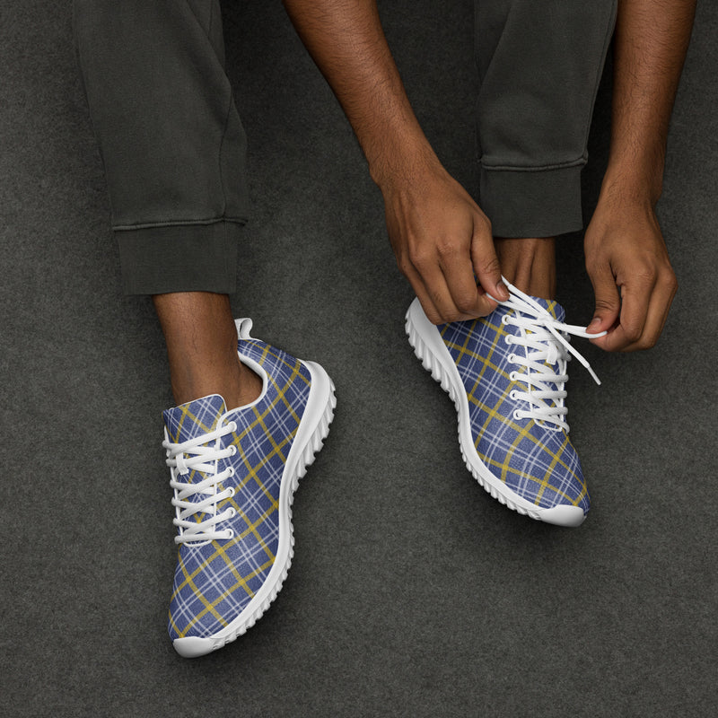 Blue Gold Plaid Athletic #214 - Opposite Side | HA!LO Canvas Sneakers