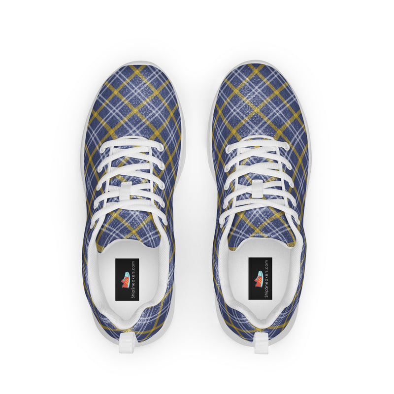 Blue Gold Plaid Athletic #214 - Back View | HA!LO Canvas Sneakers