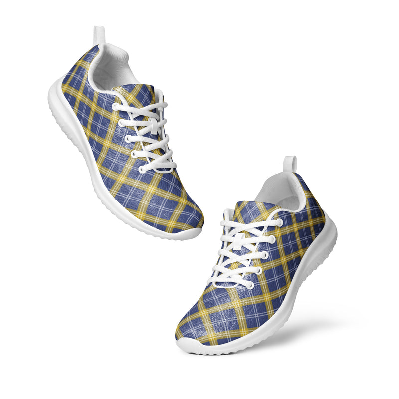 Navy Gold Plaid Athletic #216 - Top Down View | HA!LO Canvas Sneakers