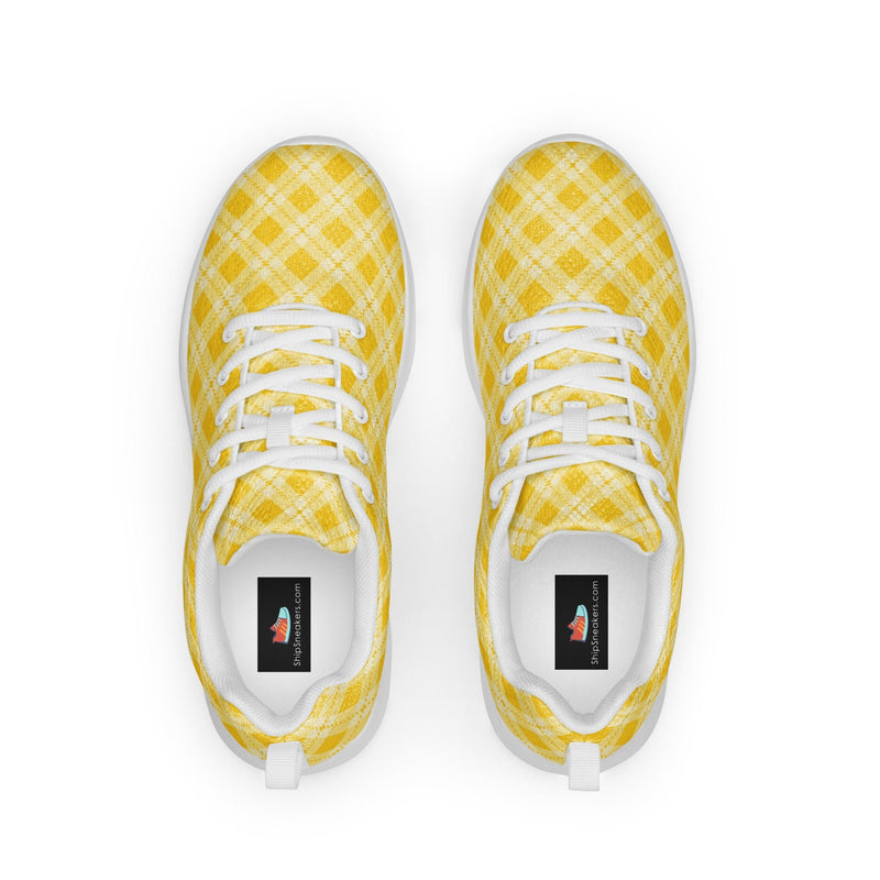 Yellow Plaid Athletic #218 - Back View | HA!LO Canvas Sneakers