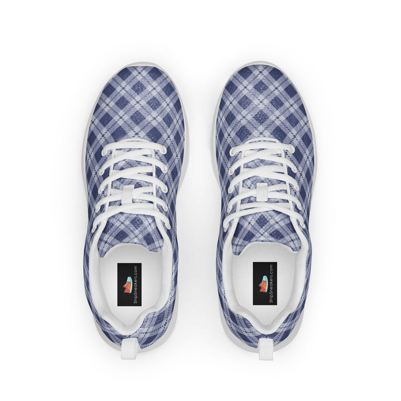 Blue Plaid Athletic #219 - Back View | HA!LO Canvas Sneakers