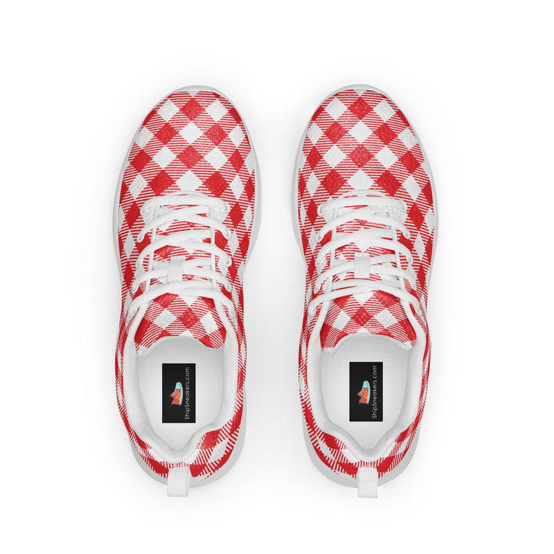 Red Gingham Large Athletic #223 - Back View | HA!LO Canvas Sneakers