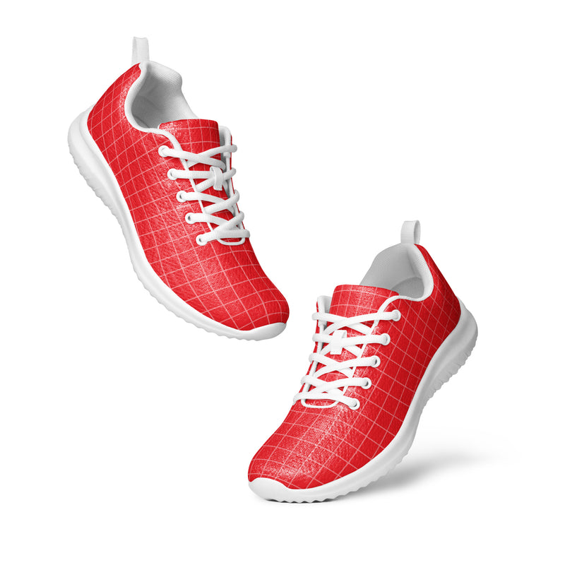 Red Grid Athletic #232 - Top Down View | HA!LO Canvas Sneakers
