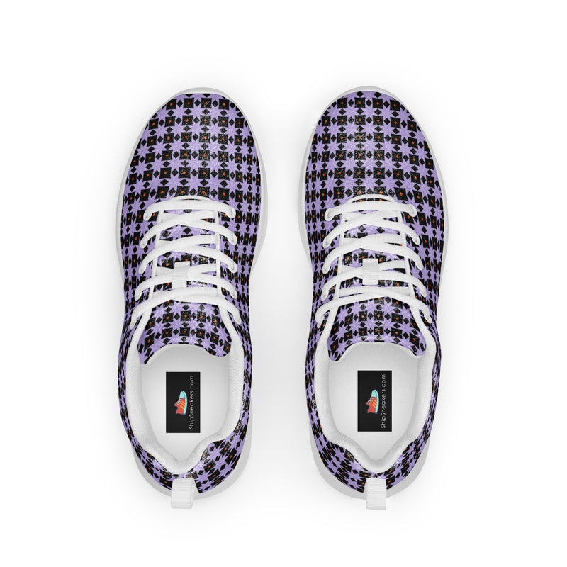 Purple Houndstooth Athletic #237 - Back View | HA!LO Canvas Sneakers