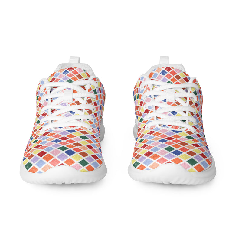 Colorful Tile Athletic #261 - Front View | HA!LO Canvas Sneakers
