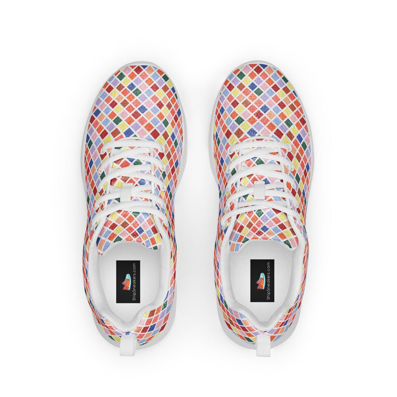 Colorful Tile Athletic #261 - Back View | HA!LO Canvas Sneakers