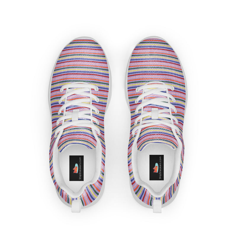 Pink Stripe Thin Athletic #264 - Back View | HA!LO Canvas Sneakers