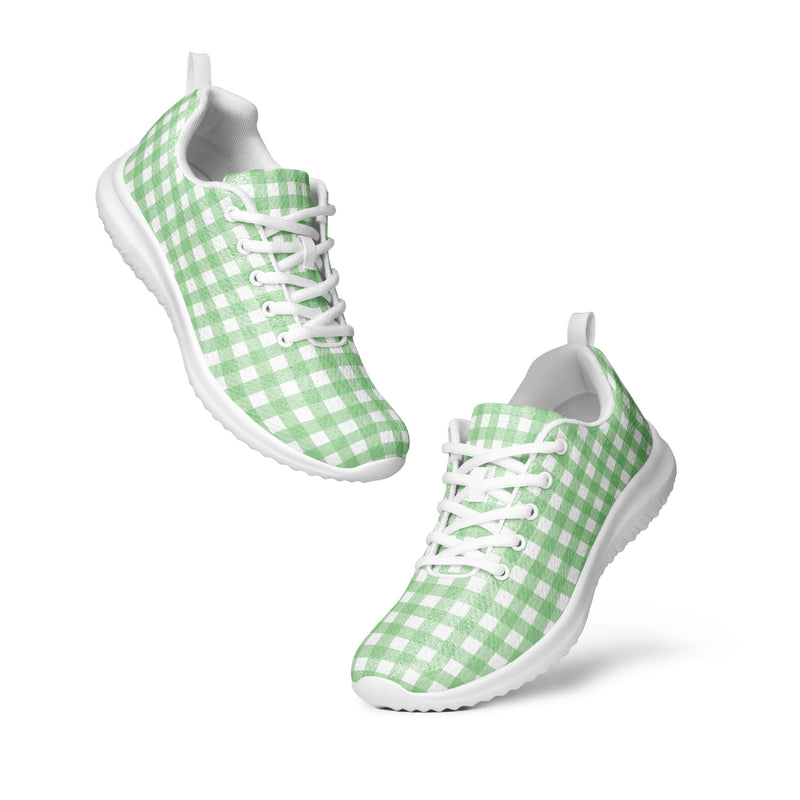 Green Gingham Wide Athletic #266 - Top Down View | HA!LO Canvas Sneakers