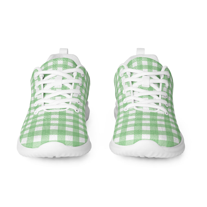 Green Gingham Wide Athletic #266 - Front View | HA!LO Canvas Sneakers