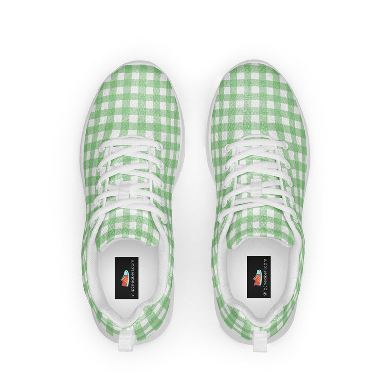 Green Gingham Wide Athletic #266 - Back View | HA!LO Canvas Sneakers