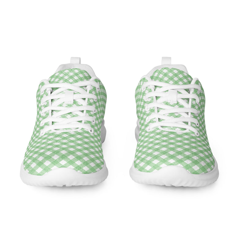 Green Check Small Athletic #268 - Front View | HA!LO Canvas Sneakers