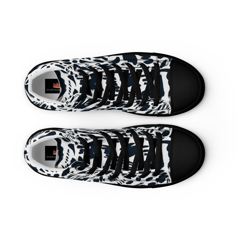 Cow Print High Top #128 - Lifestyle Shot | HA!LO Canvas Sneakers