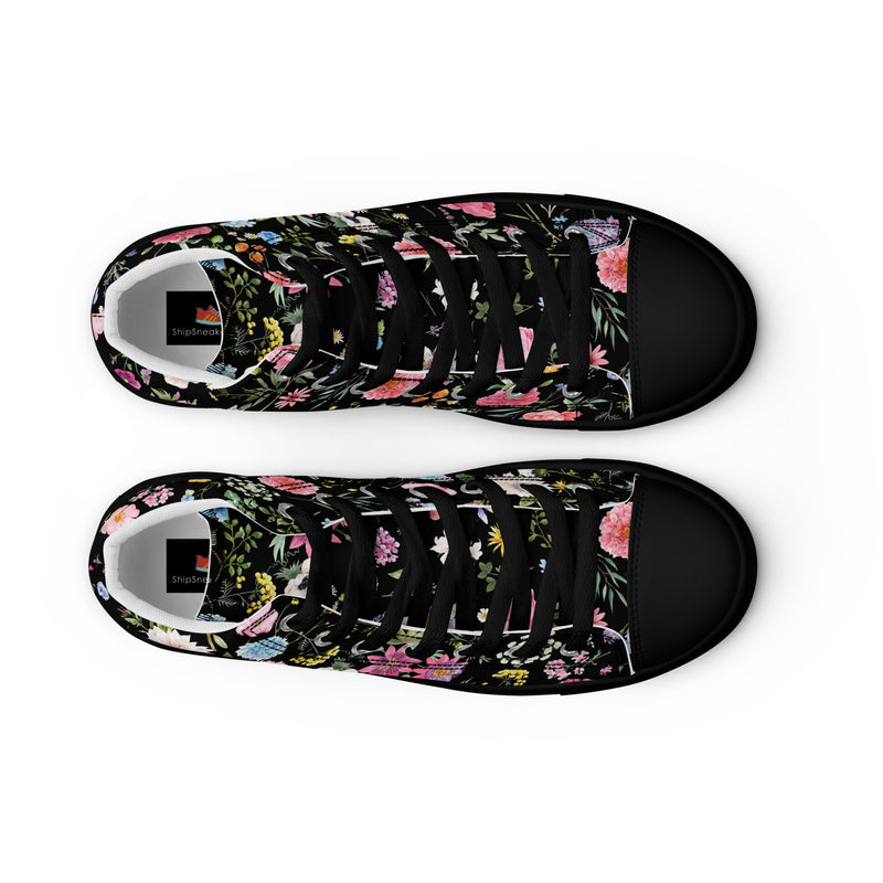 Dark Floral High Top #130 - Lifestyle Shot | HA!LO Canvas Sneakers