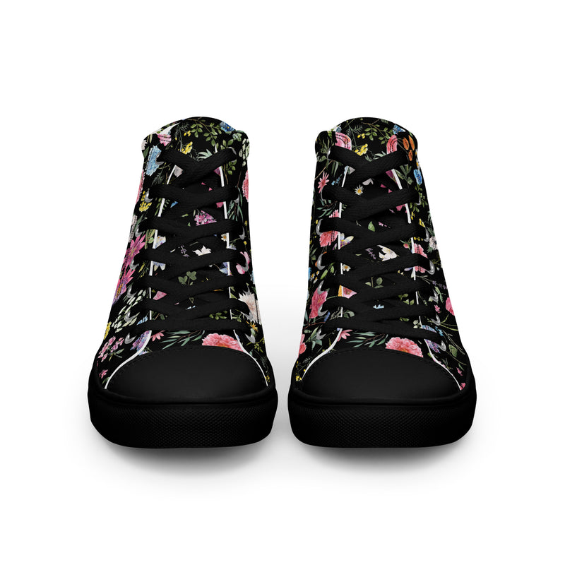 Dark Floral High Top #130 - Close Up Detail | HA!LO Canvas Sneakers