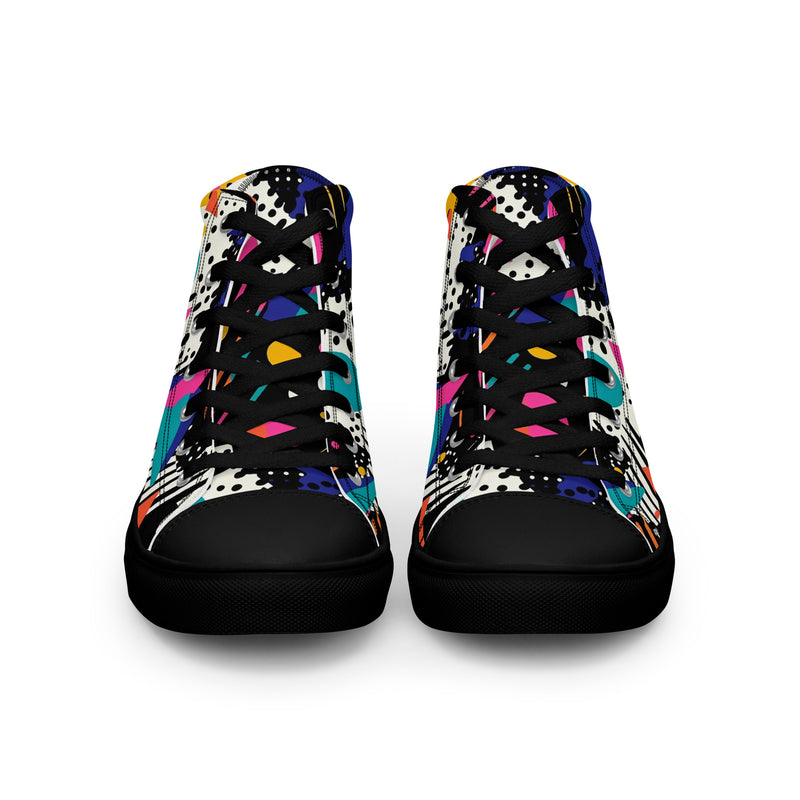 Neon Splash High Top #151 - Close Up Detail | HA!LO Canvas Sneakers