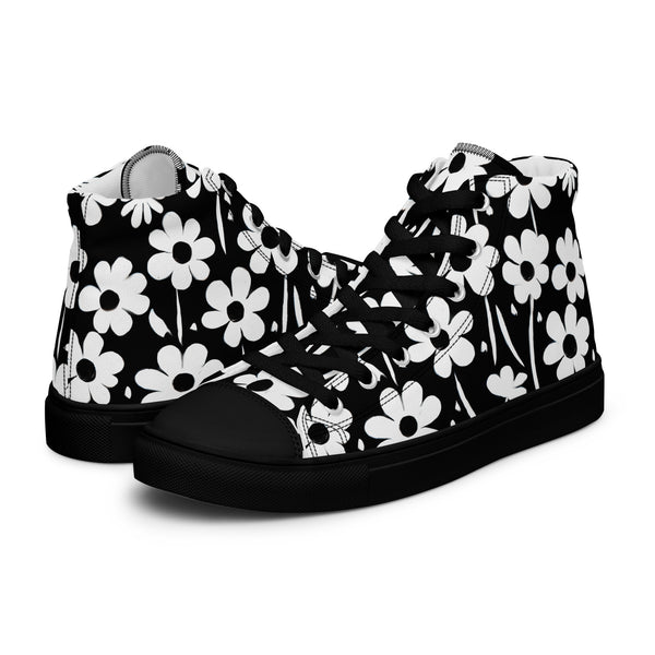 HA!LO Black Daisy #139 Men’s Canvas High Top Sneakers