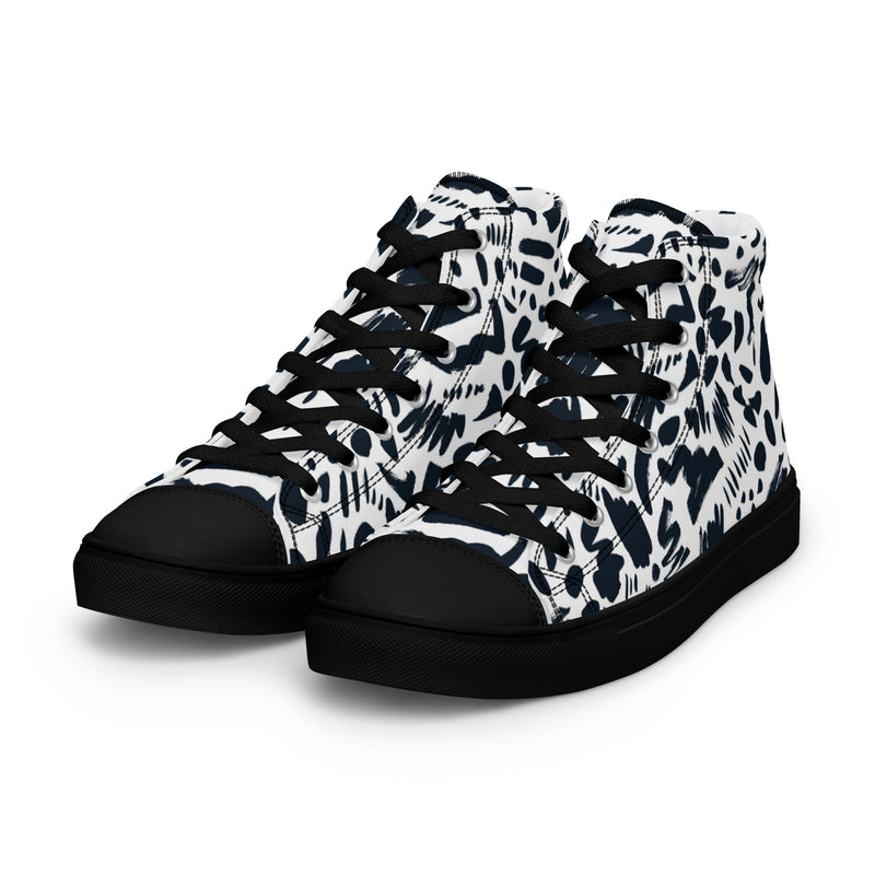 Cow Print High Top #128 - Back View | HA!LO Canvas Sneakers