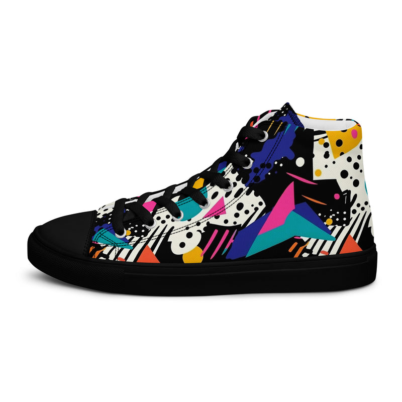 Neon Splash High Top #151 - Angled View | HA!LO Canvas Sneakers