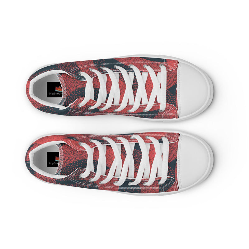 Red Swirl High Top #14 - Lifestyle Shot | HA!LO Canvas Sneakers