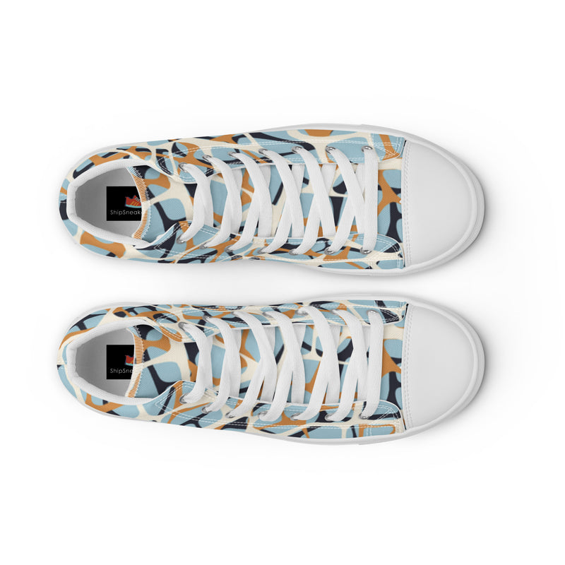 Mosaic Blue High Top #16 - Lifestyle Shot | HA!LO Canvas Sneakers