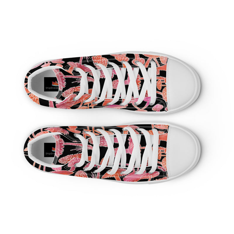 Coral Abstract High Top #17 - Lifestyle Shot | HA!LO Canvas Sneakers