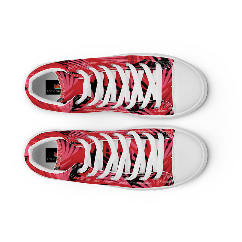 Red Palm High Top #20 - Lifestyle Shot | HA!LO Canvas Sneakers