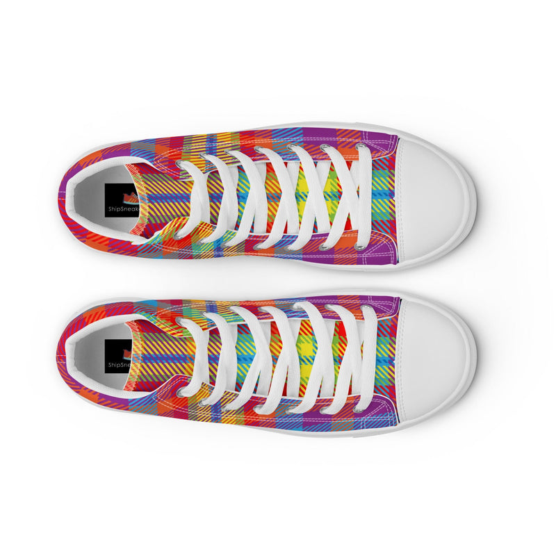 Vivid Plaid High Top #37 - Lifestyle Shot | HA!LO Canvas Sneakers