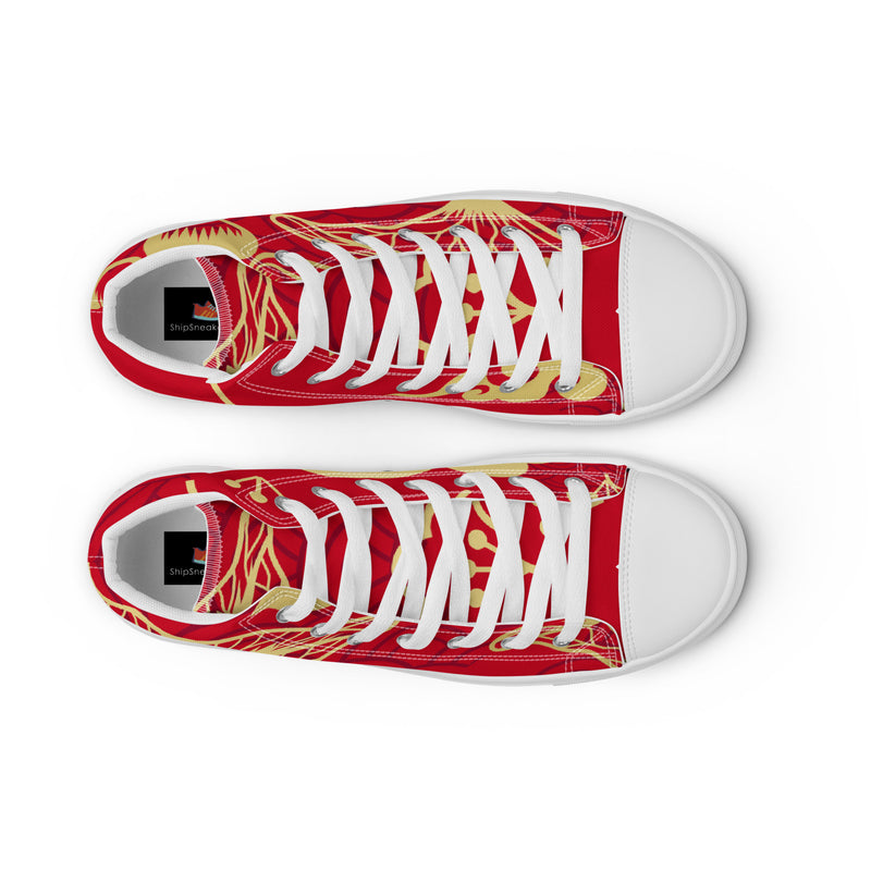 Red Poppy High Top #51 - Lifestyle Shot | HA!LO Canvas Sneakers