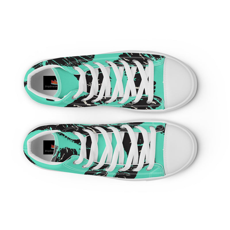 Teal Monstera High Top #52 - Lifestyle Shot | HA!LO Canvas Sneakers