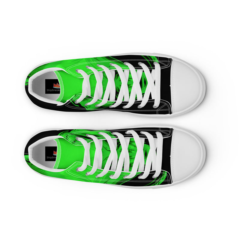 Neon Green Swirl High Top #54 - Lifestyle Shot | HA!LO Canvas Sneakers