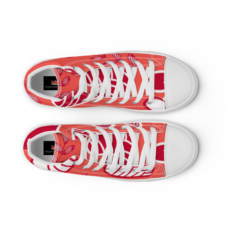 Coral Swirl High Top #83 - Lifestyle Shot | HA!LO Canvas Sneakers