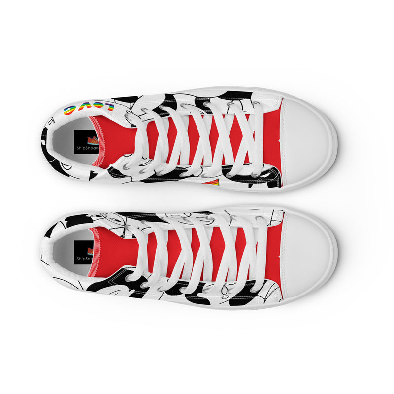 Line Art Face High Top #87 - Lifestyle Shot | HA!LO Canvas Sneakers