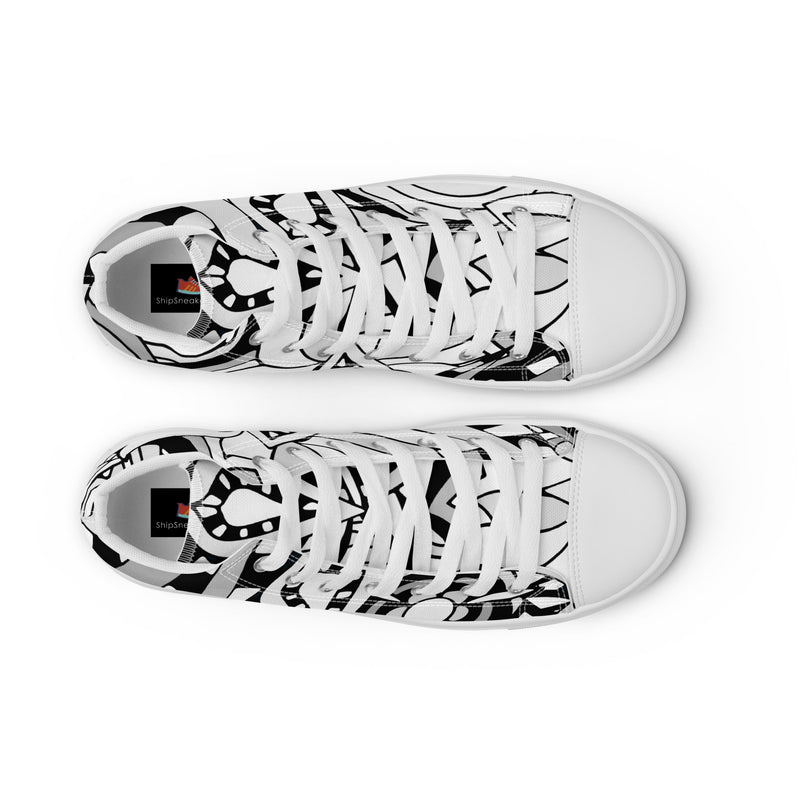 Abstract B&W High Top #89 - Lifestyle Shot | HA!LO Canvas Sneakers
