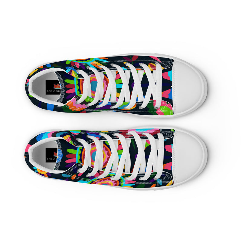Neon Mandala High Top #92 - Lifestyle Shot | HA!LO Canvas Sneakers