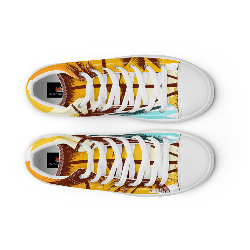 Sunset Palm High Top #97 - Lifestyle Shot | HA!LO Canvas Sneakers