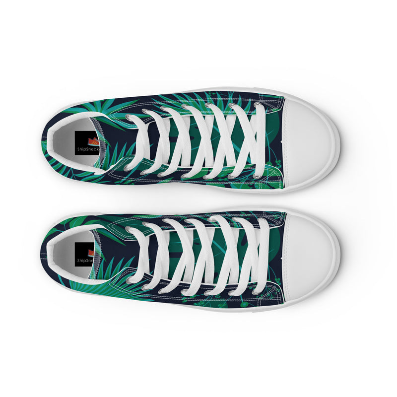 Teal Tropical High Top #111 - Lifestyle Shot | HA!LO Canvas Sneakers