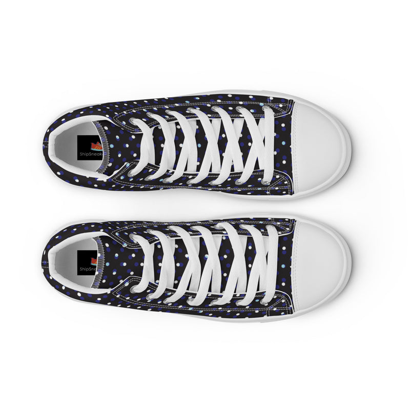 Navy Polka Dot High Top #118 - Front View | HA!LO Canvas Sneakers