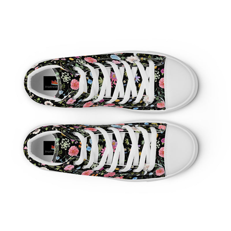 Midnight Floral High Top #124 - Lifestyle Shot | HA!LO Canvas Sneakers