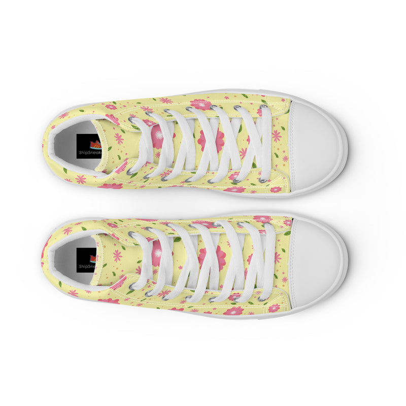 Yellow Blossom High Top #125 - Lifestyle Shot | HA!LO Canvas Sneakers