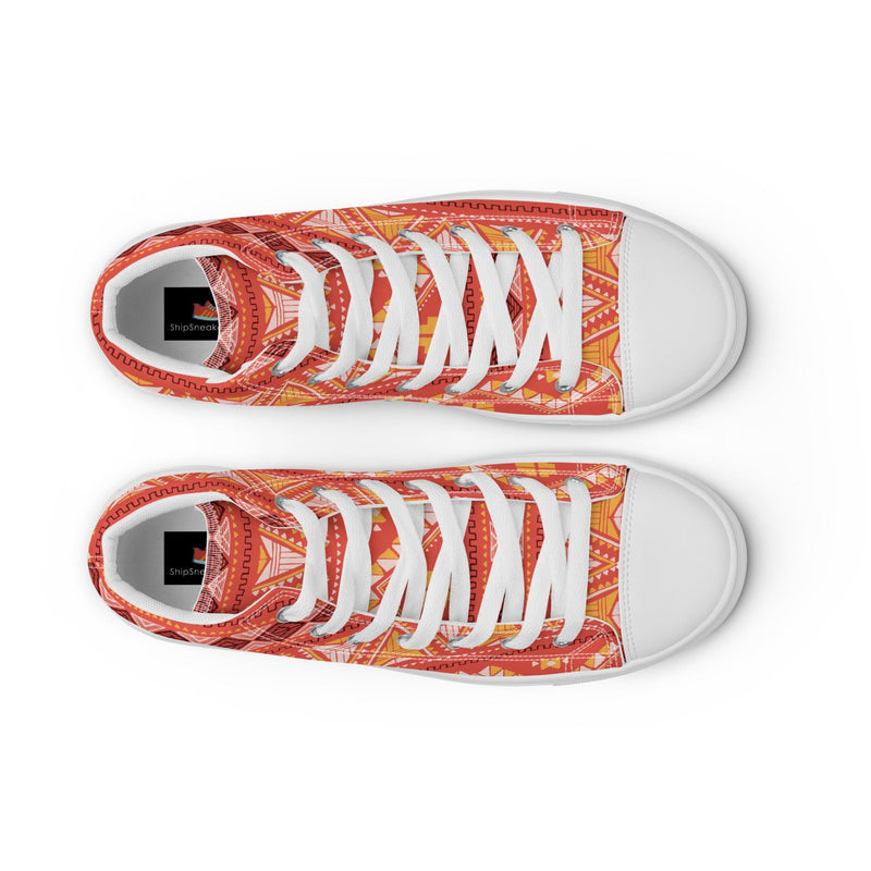 Aztec Red High Top #127 - Lifestyle Shot | HA!LO Canvas Sneakers