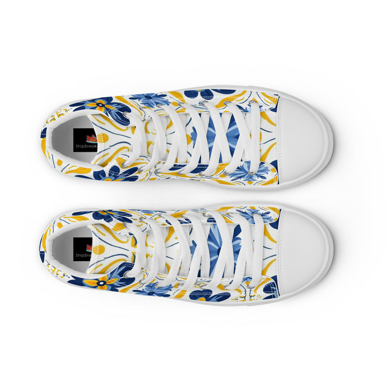 Folk Floral High Top #134 - Close Up Detail | HA!LO Canvas Sneakers