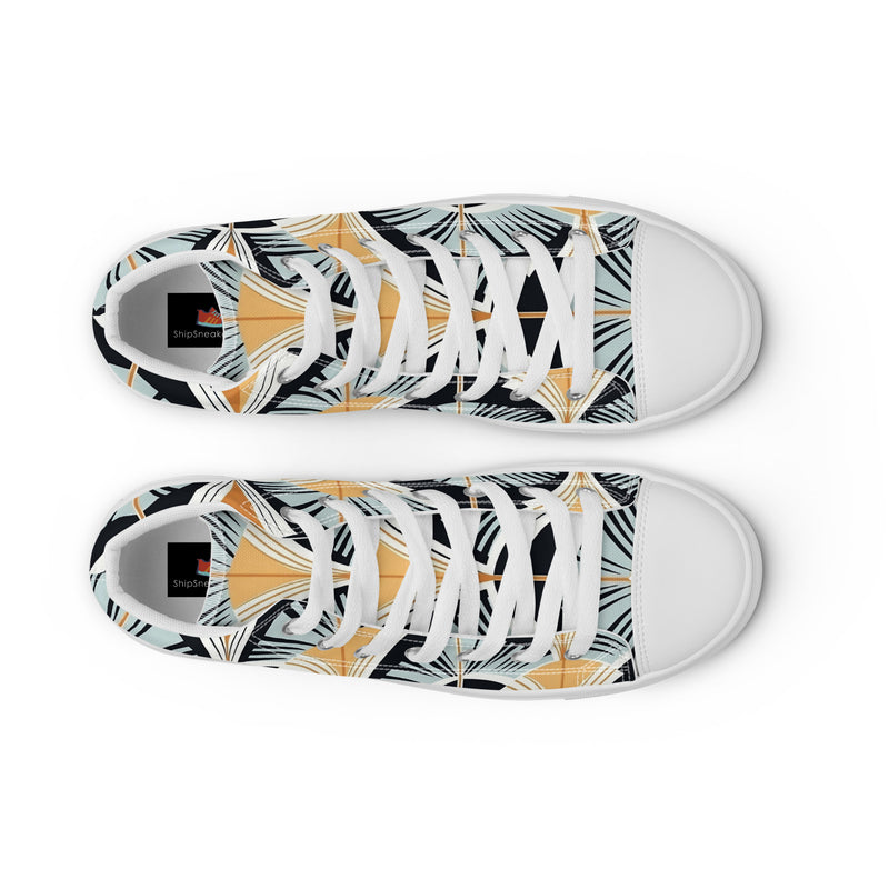 Art Deco Fan High Top #144 - Lifestyle Shot | HA!LO Canvas Sneakers