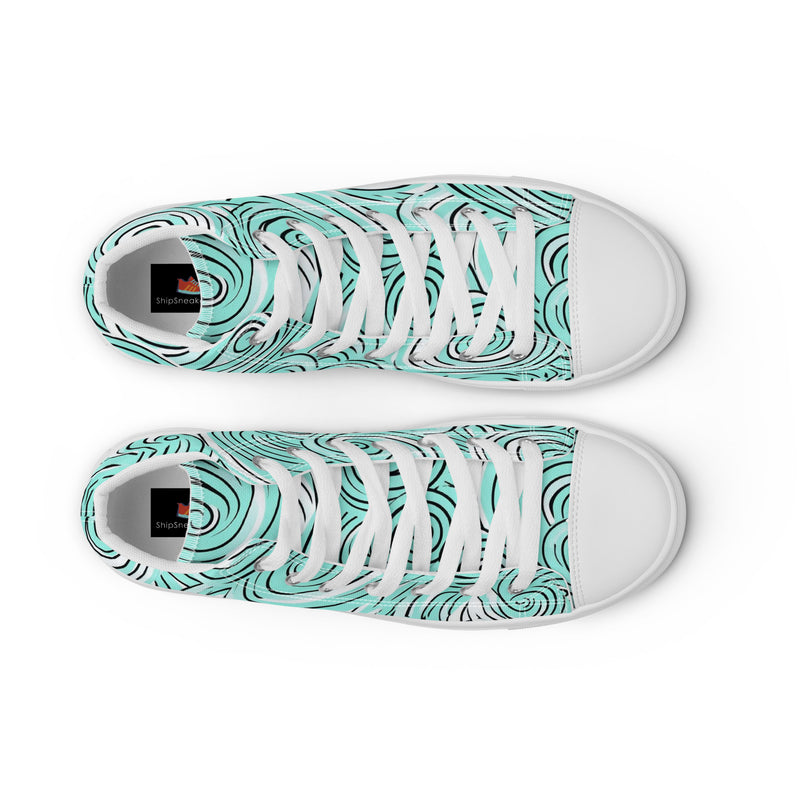Teal Swirl High Top #145 - Lifestyle Shot | HA!LO Canvas Sneakers