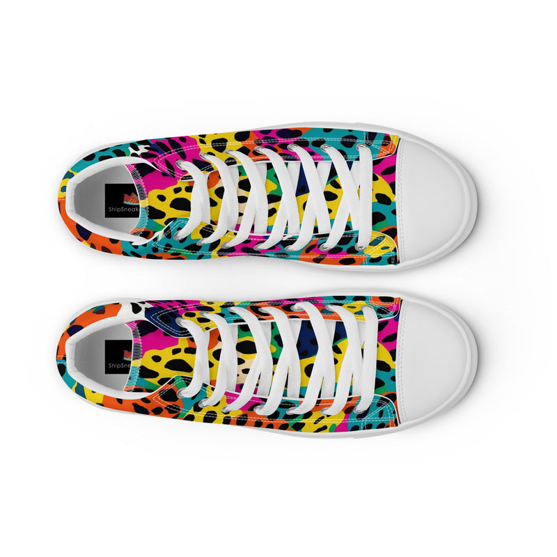 Rainbow Leopard High Top #147 - Lifestyle Shot | HA!LO Canvas Sneakers