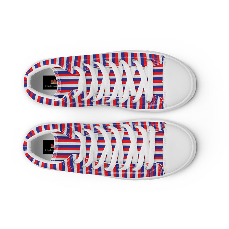 Patriotic Stripe High Top #154 - Lifestyle Shot | HA!LO Canvas Sneakers