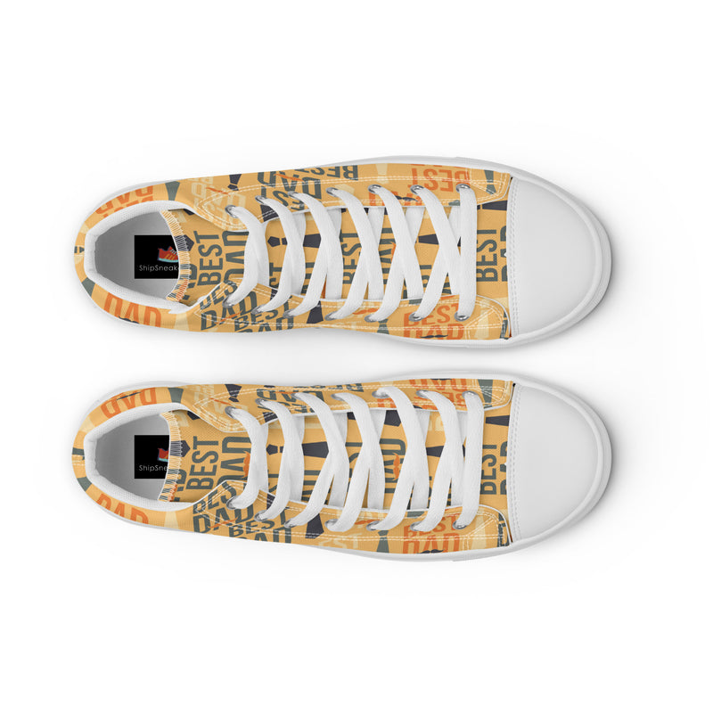 Best Dad Gold High Top #165 - Lifestyle Shot | HA!LO Canvas Sneakers