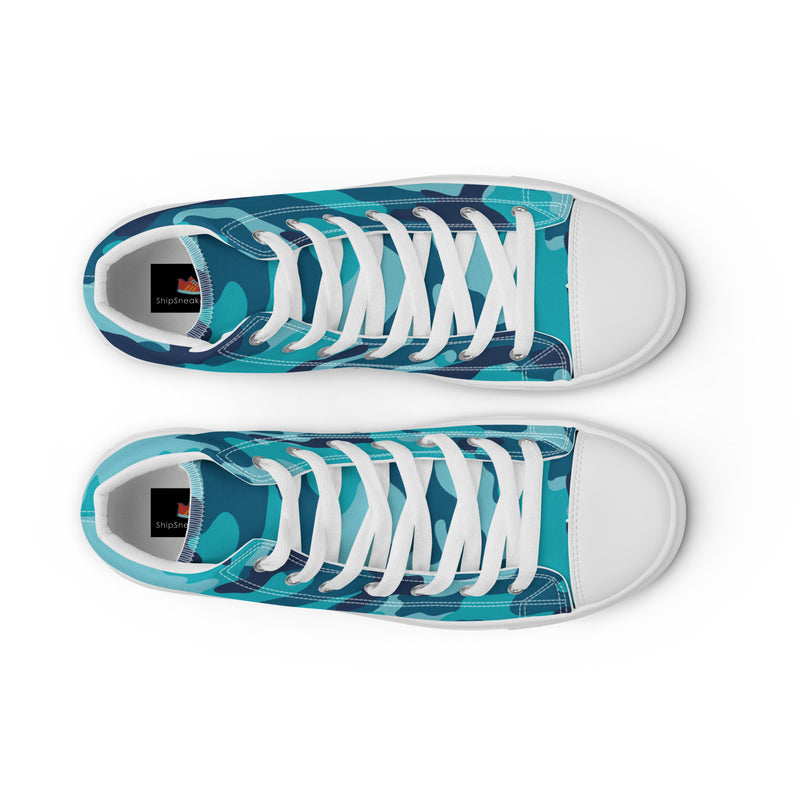 Blue Camo High Top #178 - Lifestyle Shot | HA!LO Canvas Sneakers