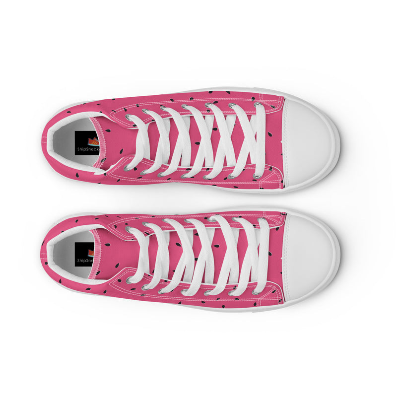 Watermelon Pink High Top #185 - Lifestyle Shot | HA!LO Canvas Sneakers