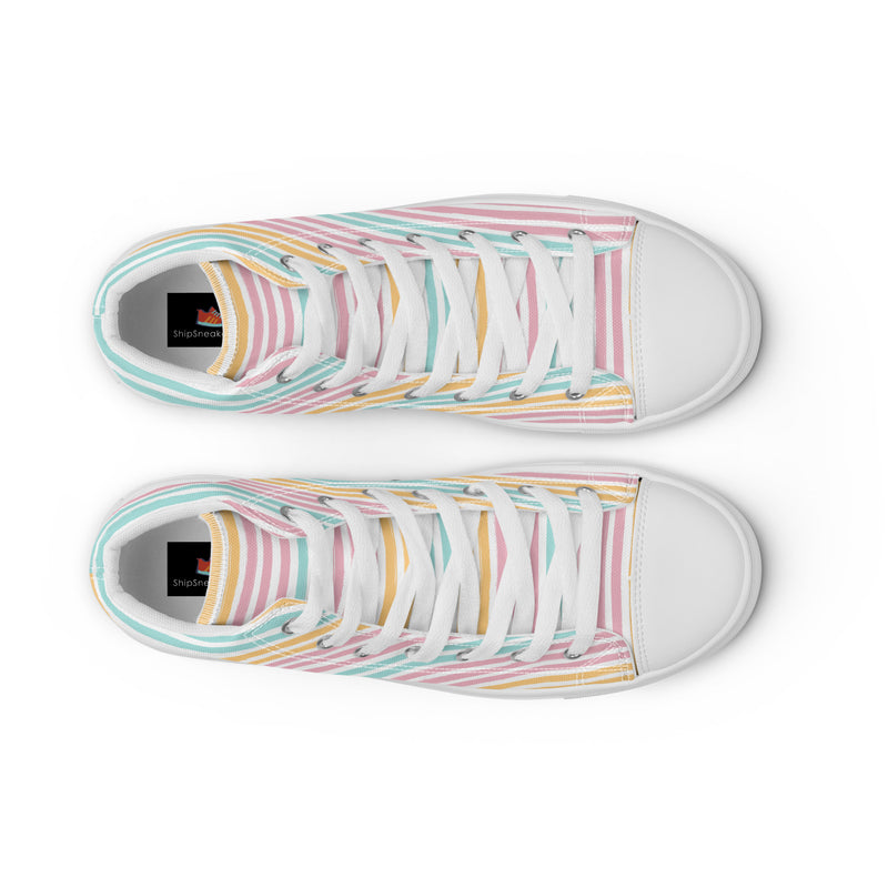 Rainbow Stripe High Top #190 - Lifestyle Shot | HA!LO Canvas Sneakers